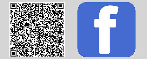 Hier gehts zu unserer Facebookseite Bild QR-Code und Facebook Logo